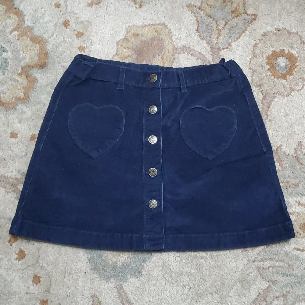 Crewcuts blue corduroy heart pocket mini skirt